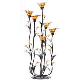 Zingz & Thingz Beauty in The Petals Collection Floral Tealight Candle Holder, 10x10x24.25, Amber Calla Lily