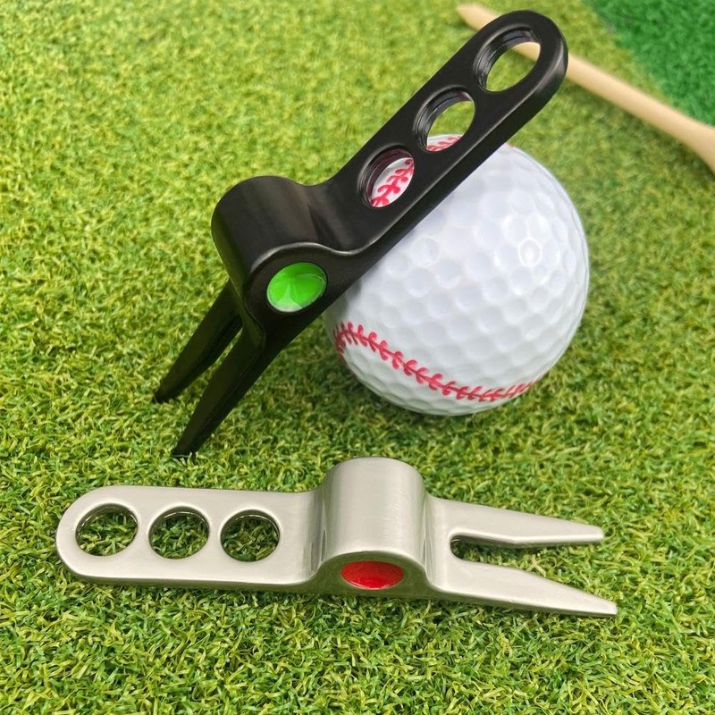 1 Pair Silver Golf Ball Fork Pivot Divot Repair Tool