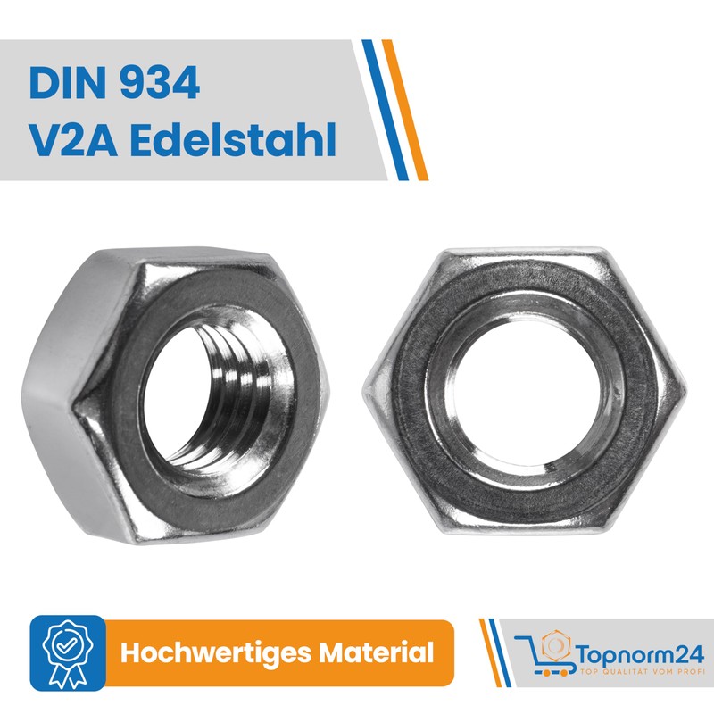Topnorm24 - Hexagonal Nuts Stainless Steel M4 - (Pack of