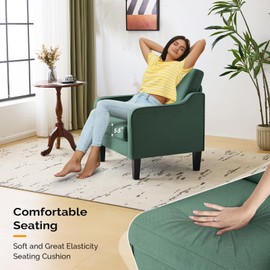 VINGLI Accent Chair for Living Room Chairs Dark Green Reading Chair for Bedroom Scooped Arm Chair Mid Century Modern Accent Chairs Upholstered Comfy Chair for Apartment, Waiting Room