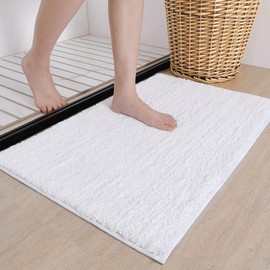Color&Geometry White Bathroom Rugs- Absorbent, Non Slip, Soft, Washable, Quick Dry, 24"x36" White Rug White Bath Mats for Bathroom, Microfiber Shower Mat Bath Rug Bathroom Carpet