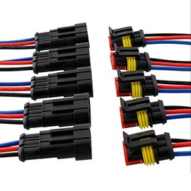 E Support™ 5Pcs 3 Pin Way Car Auto Waterproof Electrical Connector Plug Socket Kit with Wire AWG Gauge Marine