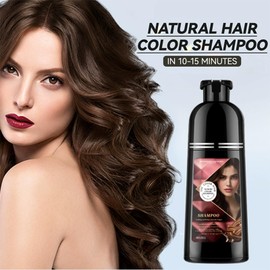 Natural Brown Hair Colour Shampoo 400 ml, Chestnut Brown, Instant Hair Dye Shampoo 3 in 1, for Grey Hair, Shampooing Teinture Cheveux Brun