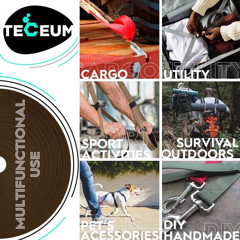 TECEUM 1 Inch Webbing – Brown – 10 Yards –