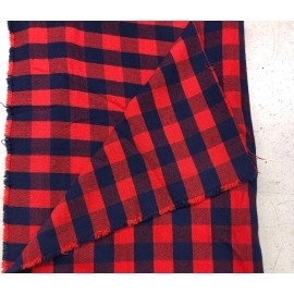 none Buffalo Plaid Flannel - Navy Red - 100% Cotton - Pre Shrunk - 10 Yard Piece