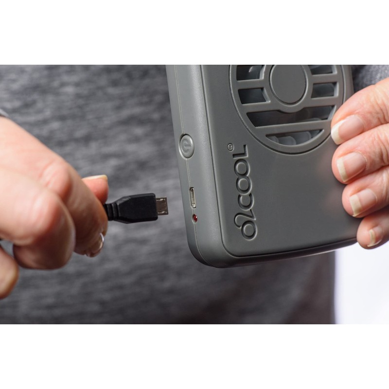 O2COOL Personal Travel Rechargeable Battery Powered Neck Cooling Fan, Single