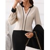 Fayenne Womens Tops Dressy Casual Color Block V Neck Business