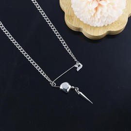 kepvrio Safety Pin Necklace Paperclip Necklace for Women Trendy Pin Willow Nail Choker Necklace Chunky Pin Round Chain Necklace Gothic Pin Paperclip Necklace Christmas Jewellery (Style-A)