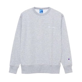 Champion C3-YS050Z Men's Sports Sweatshirt, Long Sleeve, Fleece Lining, Embroidery, Script Logo, oxford grey