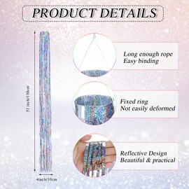 Qualirey 2 Pcs Bird Scarer Windsock Wind Socks Holographic Polyester Film Bird Wind Chimes Spinner Silver Outdoor Windsock Reflective Streamers Hanging Decoration for Outside Yard Patio Garden(Silver)