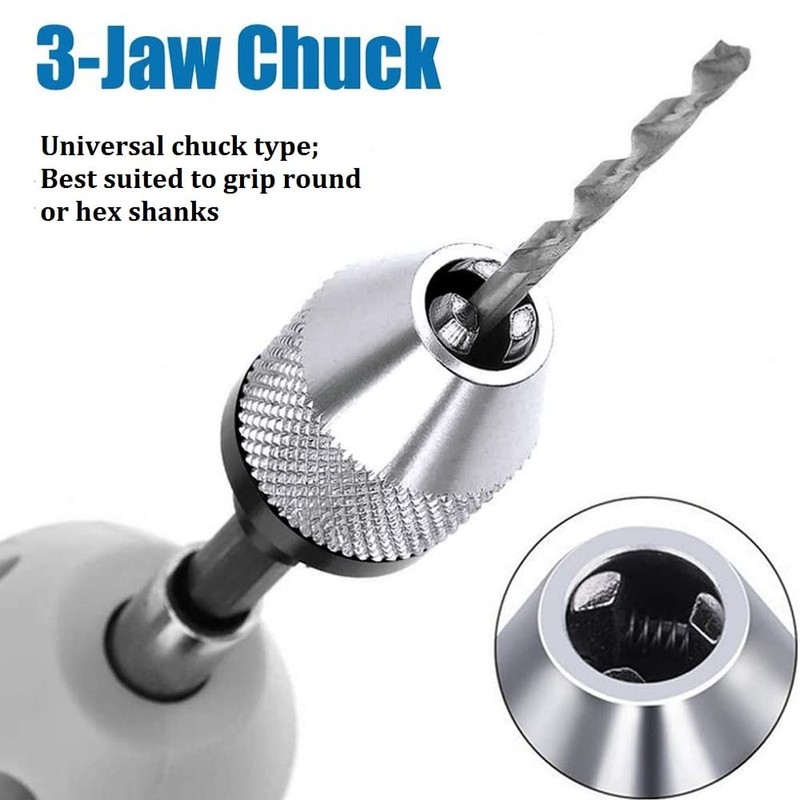Fixinus 2 Pieces Keyless Drill Chuck - 1/4 Inch Hex
