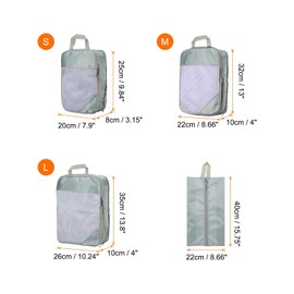 HARFINGTON 4pcs Compression Packing Cube for Suitcases Lightweight Luggage Organizers Bag Expandable Storage Travel Essentials Compression Bags for Suitcases, Grey