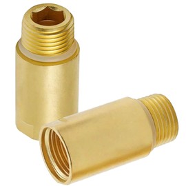 Brass Tap Extension 1/2 Inch 50 mm, Pack of 2 DN15 Thread Extension, 1/2 Inch Connection Extension Fitting, Tap Extension Thread Fitting for Drinking Water and Heating Installation