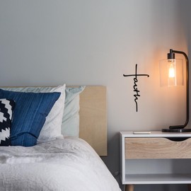 Badger Steel USA - Faith Cross - Metal Wall Art - 12" X 23" - Black