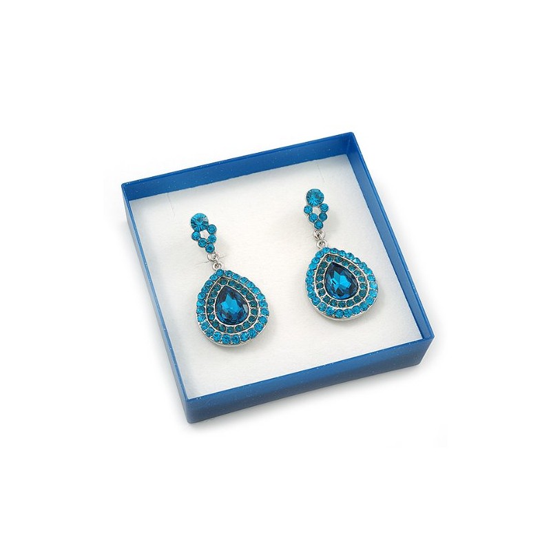 Avalaya Plastic Jewellery Box – Blue Gift Case for Earrings,
