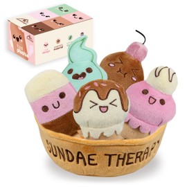 Homelodge Cute Plushies for Emotional Support – Sundae Therapy Ice Cream Plush Set – Anxiety Relief & Mood Booster – Funny Gifts for Girlfriend – Ice Cream Plush Support Pals – Support Plushies