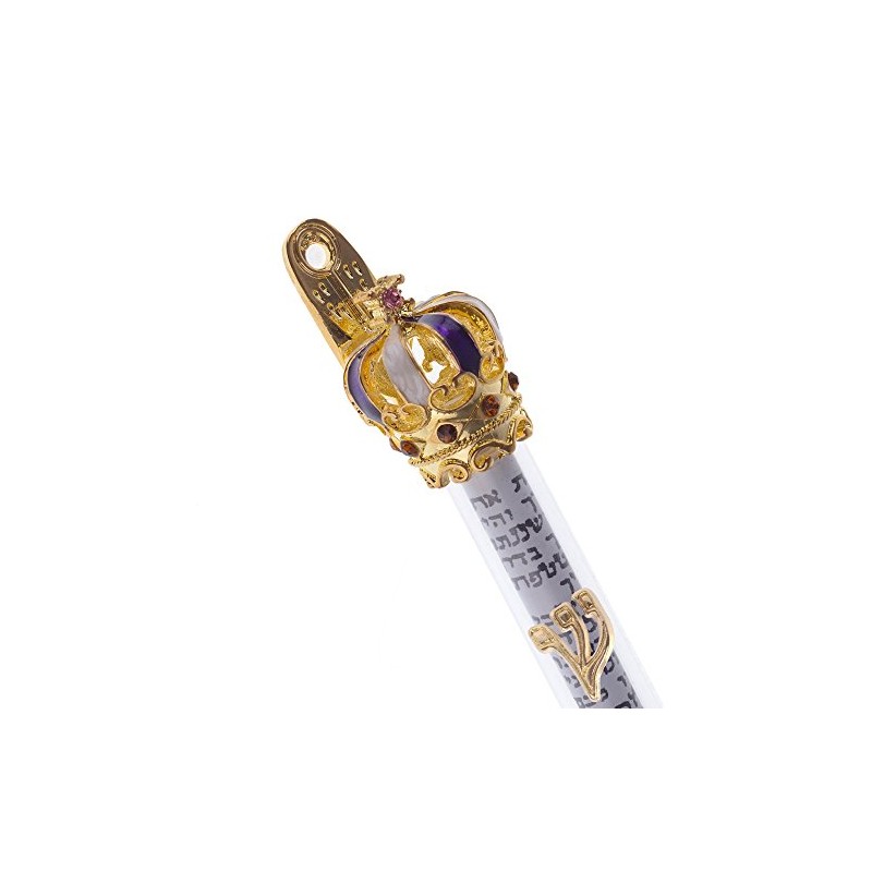 Holy Land Market Gold Plated King David Royal Crown Mezuzah