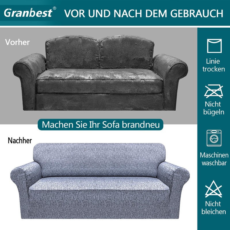 Granbest Stretch Couch Cover, Super Soft Microfibre Armchair Cover, Sofa