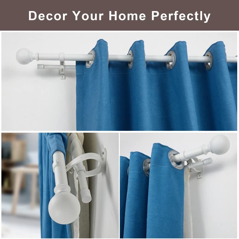Double Curtain Rod 72-144", Double Drapery Rod with Round &