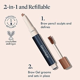 TRE'STIQUE Lápiz y Gel para Cejas Trestique, Lápiz de Cejas Recargable Con Gel de Cejas Incorporado, Lápiz de Cejas y Gel de Cejas Clean Beauty, Lápiz de Cejas y Gel de Cejas 2 En 1 Sustentable