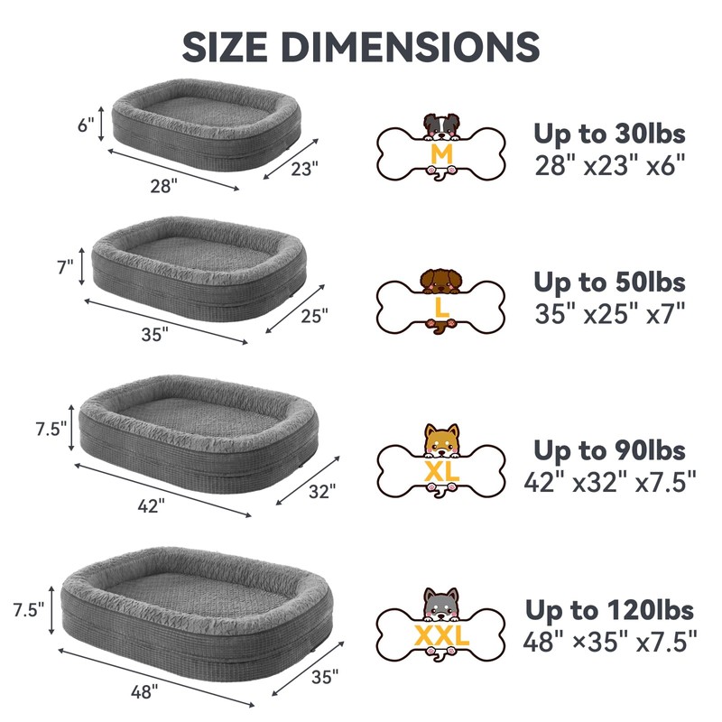 JOEJOY Orthopedic Dog Beds Large Sized Dog, XL Egg-Crate Memory