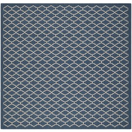 SAFAVIEH Courtyard Collection Area Rug - 5'3" Square, Navy & Beige, Trellis Design, Non-Shedding & Easy Care, Indoor/Outdoor & Washable-Ideal for Patio, Backyard, Mudroom (CY6919-268)