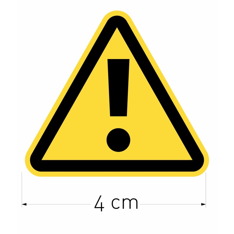 Warning Sign General Warning 15 Pack 4cm Yellow Triangle Stickers
