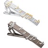 RunootPR 2-piece Set Men's Music Note Tie Clip, Silver Black
