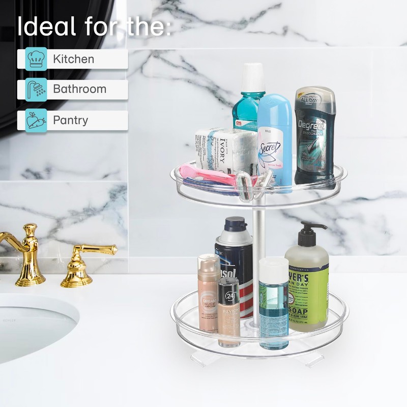Polder 2-Tier Spinner Caddy, Kitchen and Bathroom Organization and Storage,