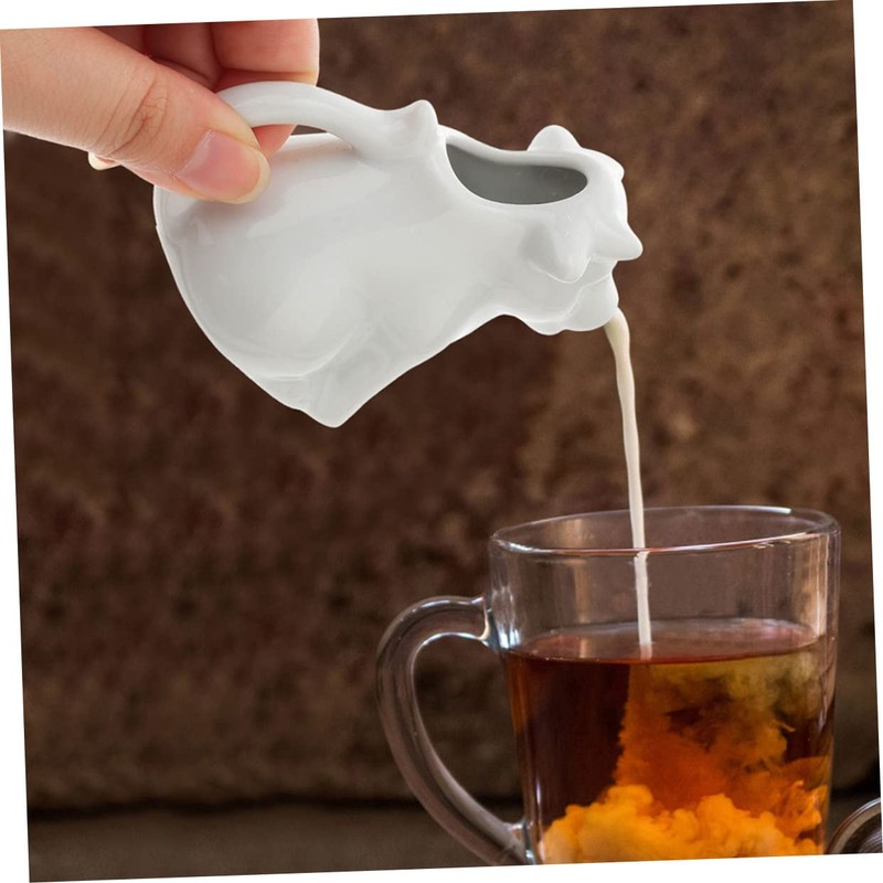 Ciieeo 2Pcs Ceramic Animal Shaped Milk Jug Cute for Sauces