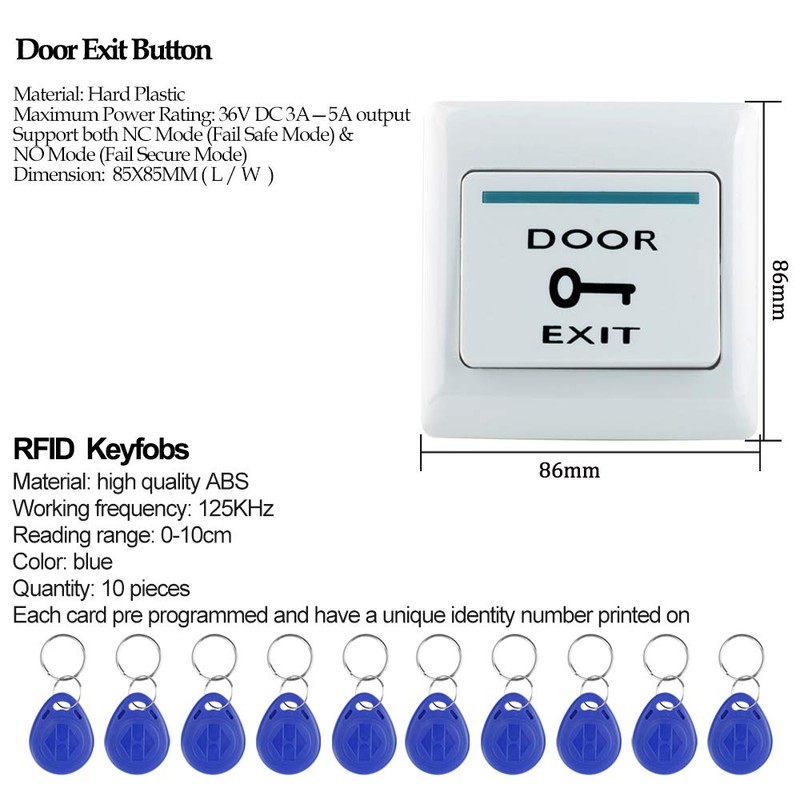 HFeng Access Control System Kit 125KHz RFID Keypad + DC12V