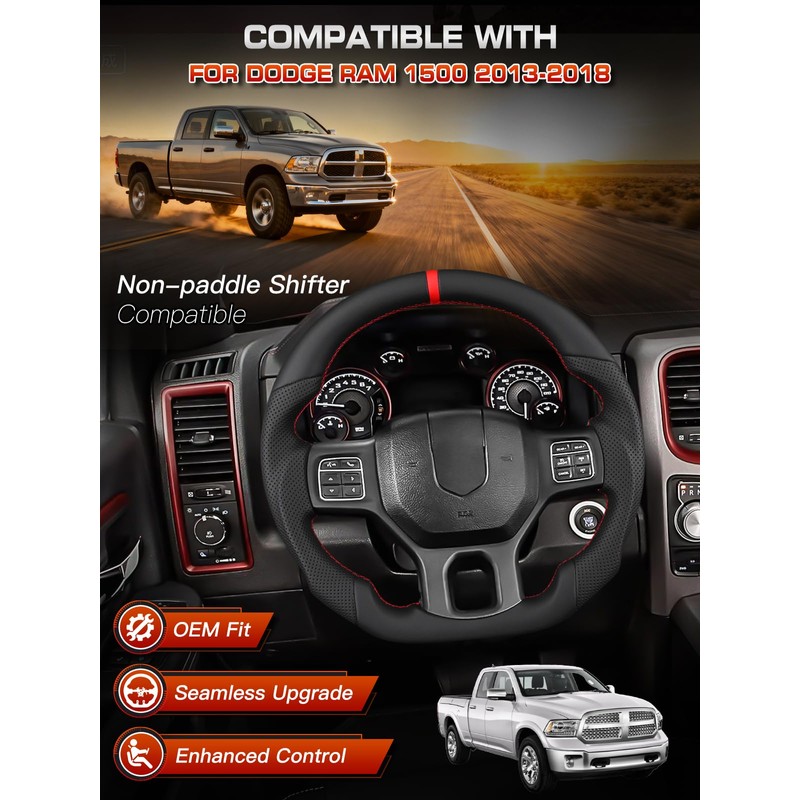 Tesfeel All-Leather Performance Steering Wheel for RAM 1500 (2013-2018) and