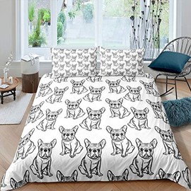 French Bulldog Duvet Cover Cute Puppy Bedding Set Funny Domestic Pets Decor Lightweight Comforter Cover For Kids Boys Girls Teens 1 Duvet Cover With 1 Pillow Cases Single Size