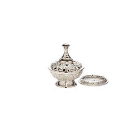 NKlaus Incense Burner silver Handmade Incense Burner with grid for incense Deco small 1530