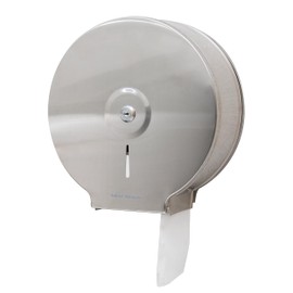 Mind Reader Toilet Paper Dispenser, Wall Mount, Lock with Key, Restroom, Stainless Steel, 10"L x 10.25"W x 4.5"H, Silver