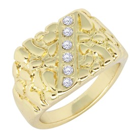 NewAgeBling Icy Nugget 14k Gold Tone AAA Cz Hip Hop Pinky Ring Size 6-12 (6)