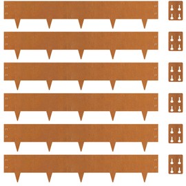 Corten Steel Landscape Edging 8" H x 40" L, 6 Pack Heavy Duty Metal Garden Edging, 20Ft Pre-Rustyed Steel Edging, Bendable Metal Edging for Landscaping, Yard, Tree, Flower Bed