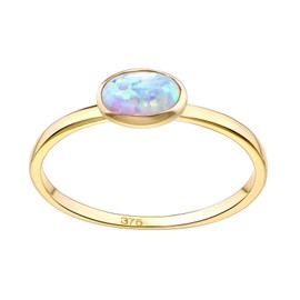 Old English Jewellers 9ct Gold Opal Oval Solitaire Ring sizes J to S - Solid 9k Gold (R)
