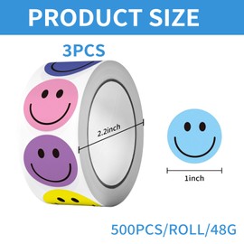 1500Pcs Happy Face Stickers for Kids,Teacher Reward Stickers,Smile Labels