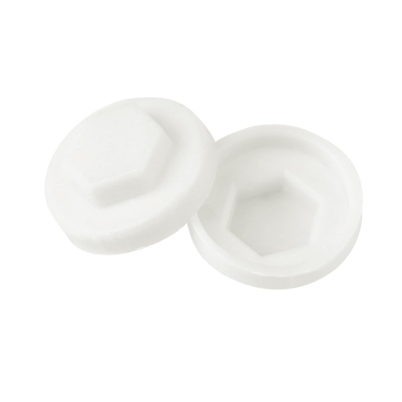 400 Pack White 8mm Roofing Screw Caps – Durable Plastic