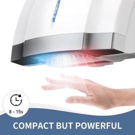 PLUSSEN Hand Dryer 110V Compact Commercial Hand Dryer Automatic Electric Air Dryers with Warm n Cold Air Switch for Home or Commercial Bathrooms, 3Pin Plug in Version