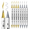 TRANSON 4 Gold and 4 Silver Paint Markers Brush and
