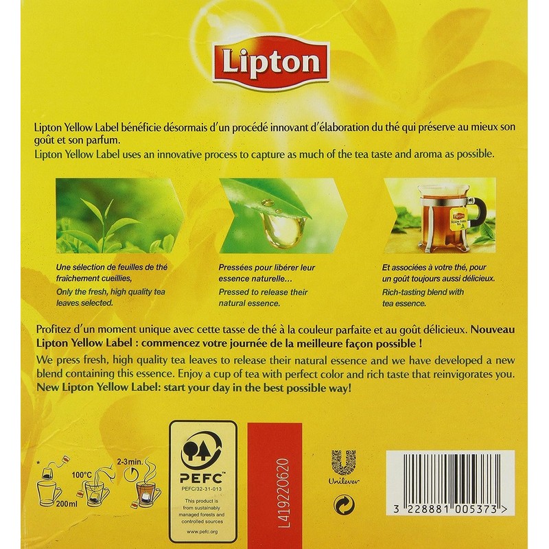 Yellow Label Tea Box of 100 Tea Bags by UnileverLipton