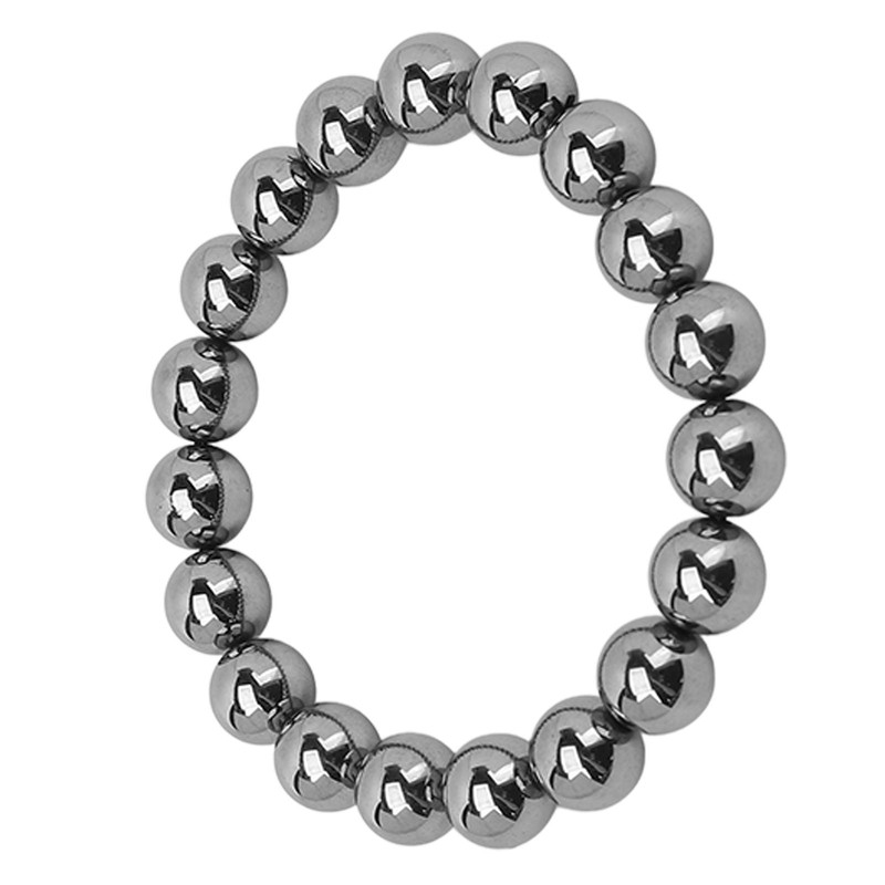 10mm Round Terahertz Beads Bracelet Energy Stone Elastic Flexible Stylish