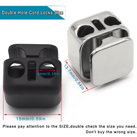 Enosea 12 Pieces Heavy Duty Cord Locks, Double Hole Draw String Clip Metal Toggles for Drawstrings, Shoelaces, Paracord