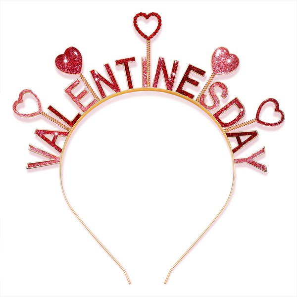 CEALXHENY Diademas de corazón para el día de San Valentín para mujer, con purpurina, corazón de vidrio, para el pelo, accesorio para el pelo, regalos (estilo A)