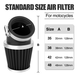 2PCS Air Filter for Motorcycles 35MM 38MM 42MM 48MM High Performance Air Filter for Dirt Bike Pit Bike Mini Bike Scooter (42MM)