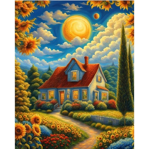 Landscape Paint by Numbers Kit for Adults, Spring Scenery Paint