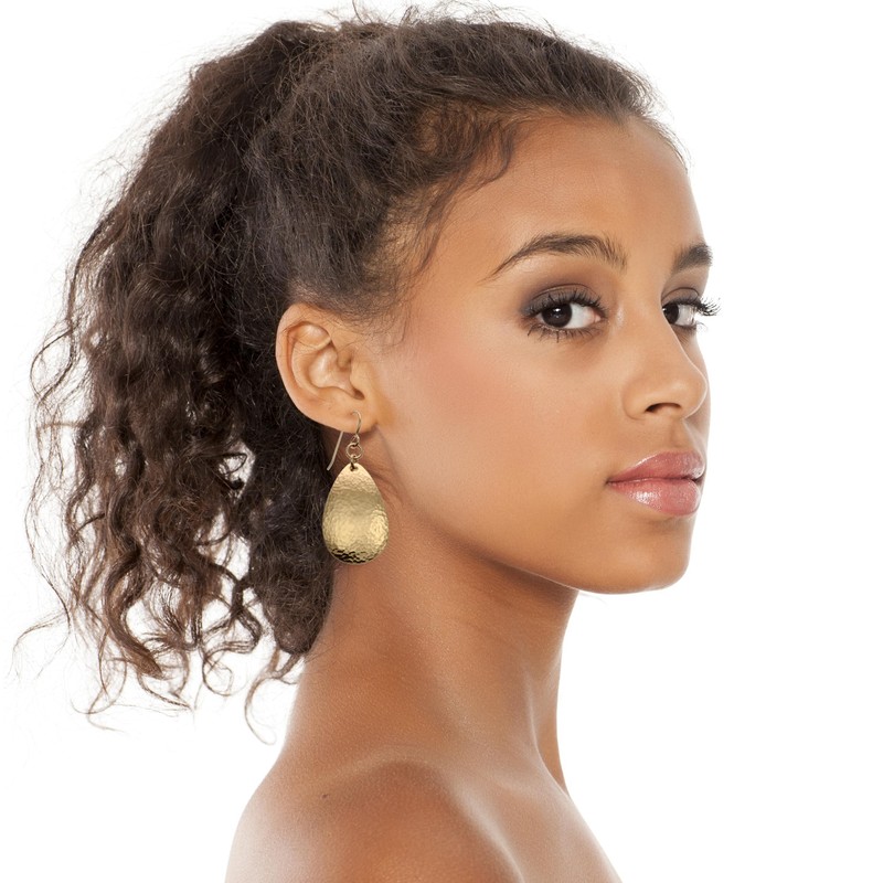 Hammered Bronze Teardrop Earrings
