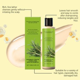 Rosemary Hair Growth Shampoo，Rosemary Hydrolyzed Keratin Shampoo，Deeply Cleanses & Nourishes the Scalp，Natural Anti-hair Loss for Women and Men，Suitable for All Hair Types，100ml/3.38Fl Oz